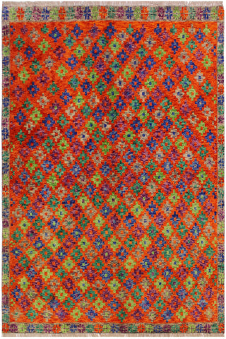 Boho Chic Balochi Georgett Orange/Green Wool Rug - 4'8''X6'4''