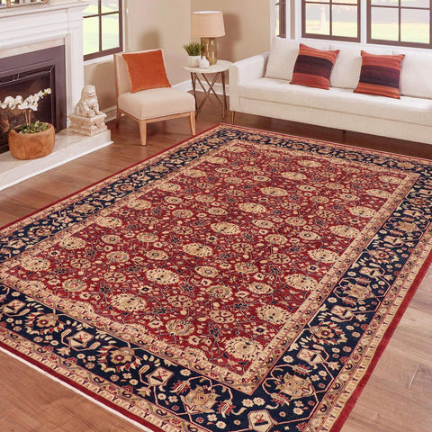 handmade Transitional Kafkaz Red Blue Hand Knotted RECTANGLE 100% WOOL area rug 9' x 12'