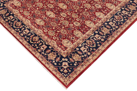 handmade Transitional Kafkaz Red Blue Hand Knotted RECTANGLE 100% WOOL area rug 9' x 12'