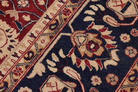 handmade Transitional Kafkaz Red Blue Hand Knotted RECTANGLE 100% WOOL area rug 9' x 12'