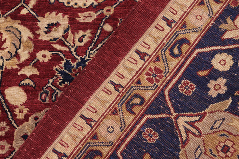 handmade Transitional Kafkaz Red Blue Hand Knotted RECTANGLE 100% WOOL area rug 9' x 12'