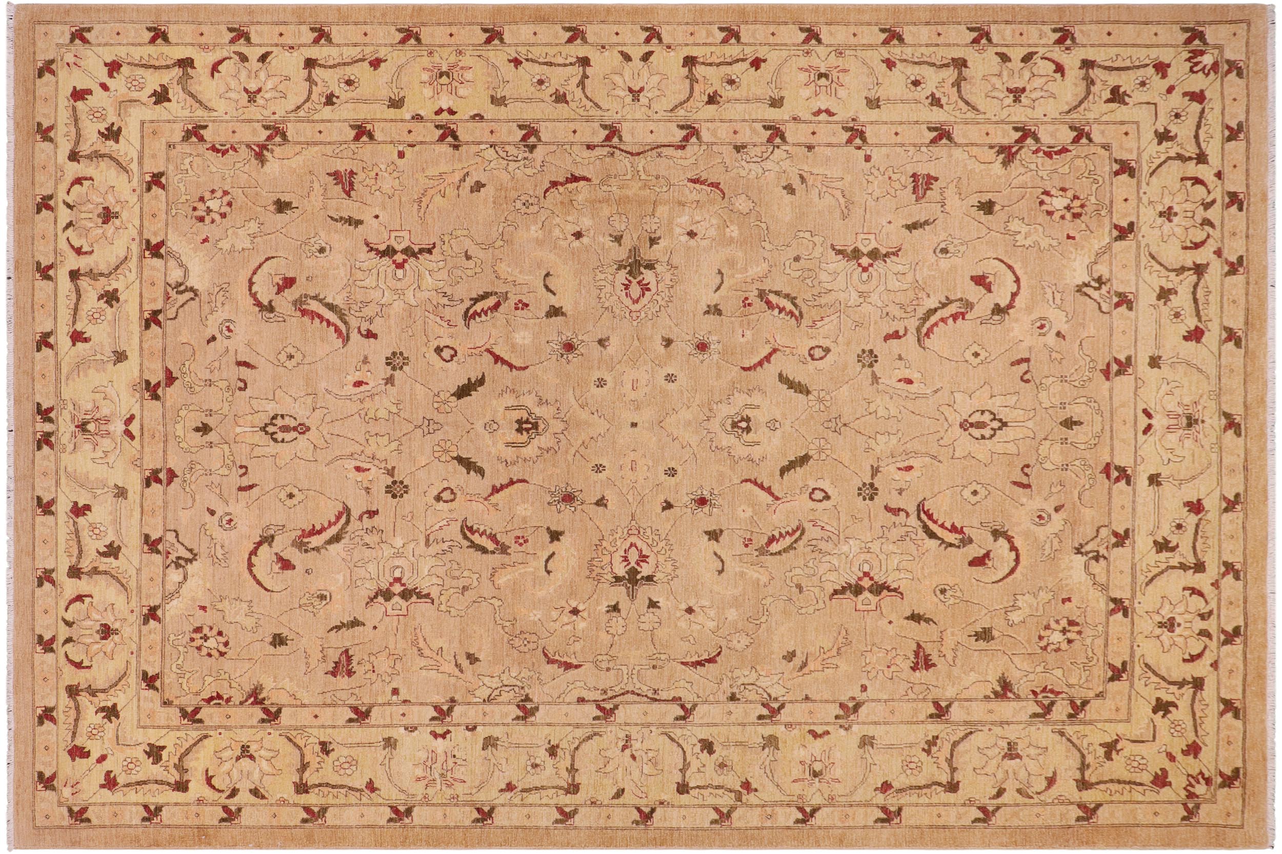 handmade Traditional Kafkaz Khaki Lt. Gold Hand Knotted RECTANGLE 100% WOOL area rug 9x12