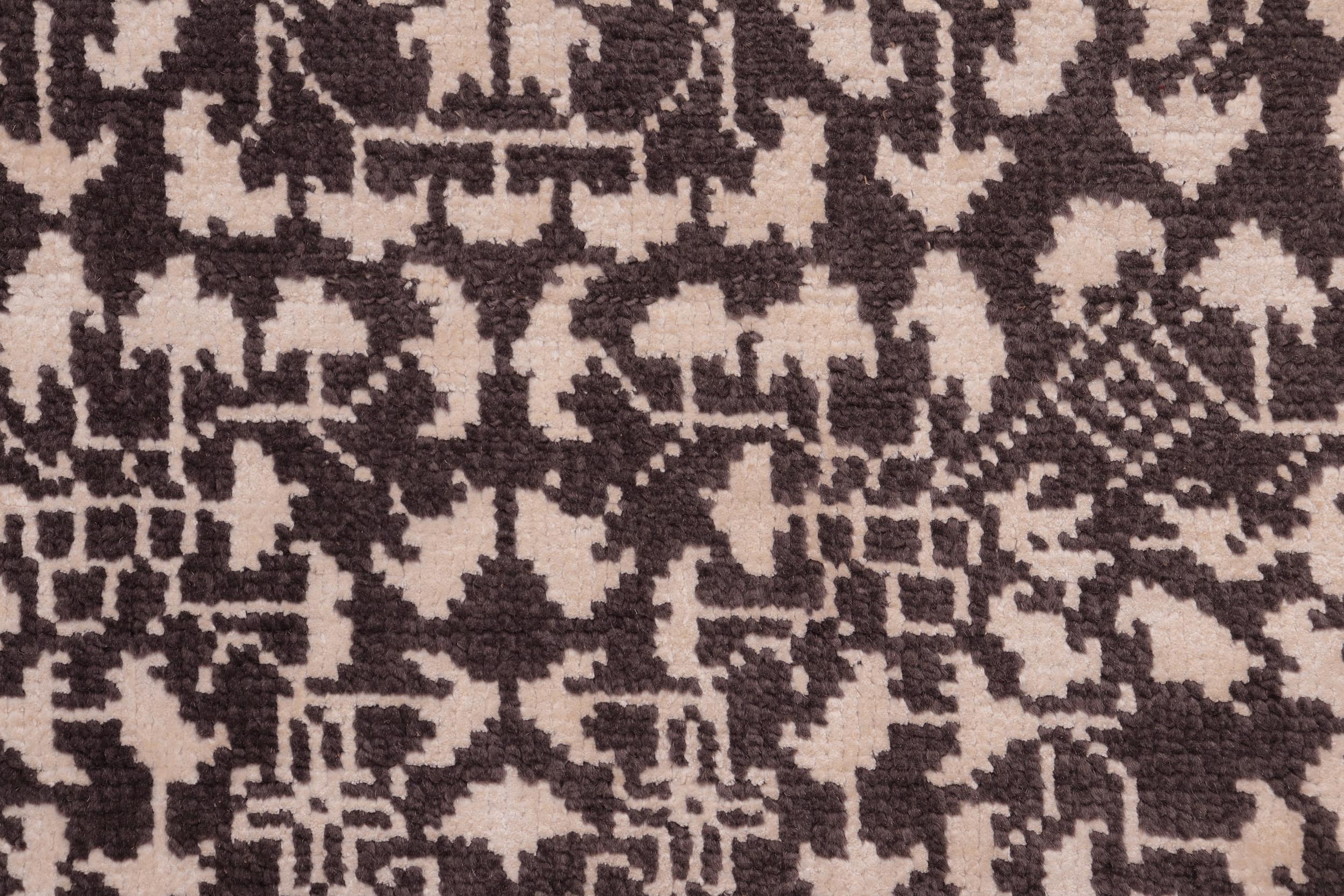 handmade Traditional Ellie Black Ivory Hand Knotted RECTANGLE WOOL&SILK area rug 4' x 6'