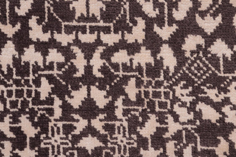 handmade Traditional Ellie Black Ivory Hand Knotted RECTANGLE WOOL&SILK area rug 4' x 6'