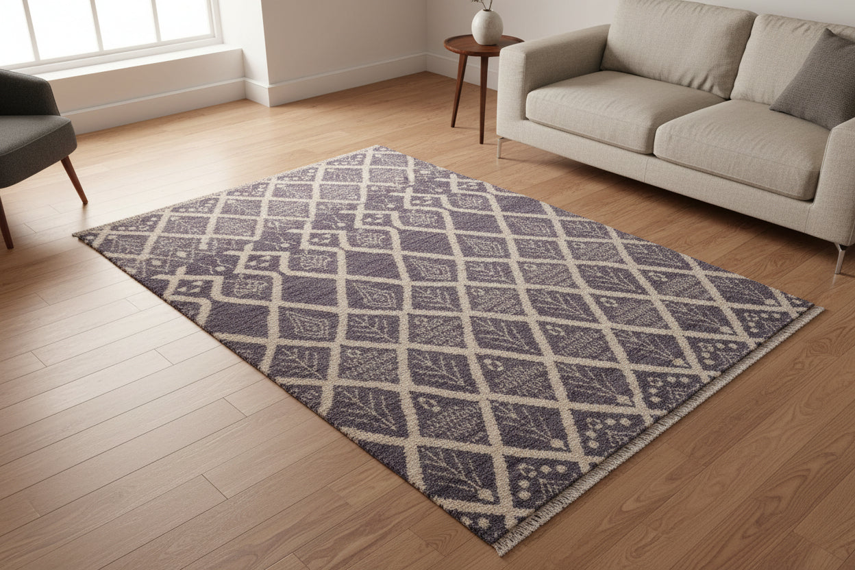 handmade Geometric Moroccan Gray Ivory Hand Knotted RECTANGLE 100% WOOL area rug 9' x 12'