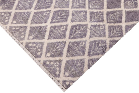 handmade Geometric Moroccan Gray Ivory Hand Knotted RECTANGLE 100% WOOL area rug 9' x 12'