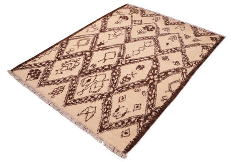 handmade Geometric Moroccan Beige Brown Hand Knotted RECTANGLE 100% WOOL area rug 6' x 9'