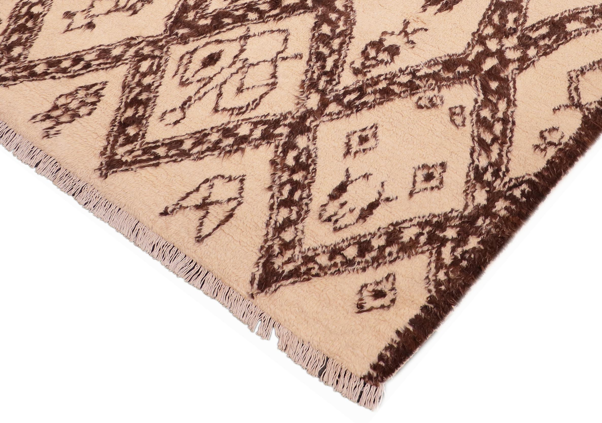 handmade Geometric Moroccan Beige Brown Hand Knotted RECTANGLE 100% WOOL area rug 6' x 9'