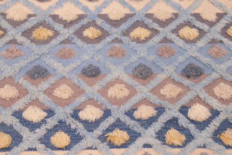 handmade Geometric Moroccan Hi Blue Beige Hand Knotted RECTANGLE 100% WOOL area rug 6' x 9'