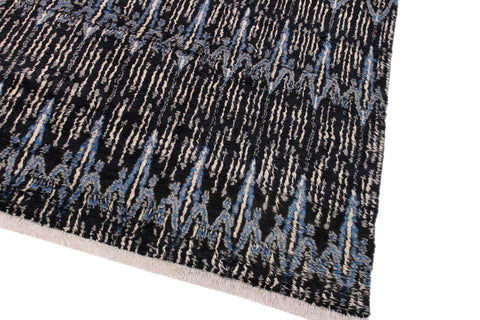 handmade Geometric Moroccan Black Blue Hand Knotted RECTANGLE 100% WOOL area rug 9' x 12'