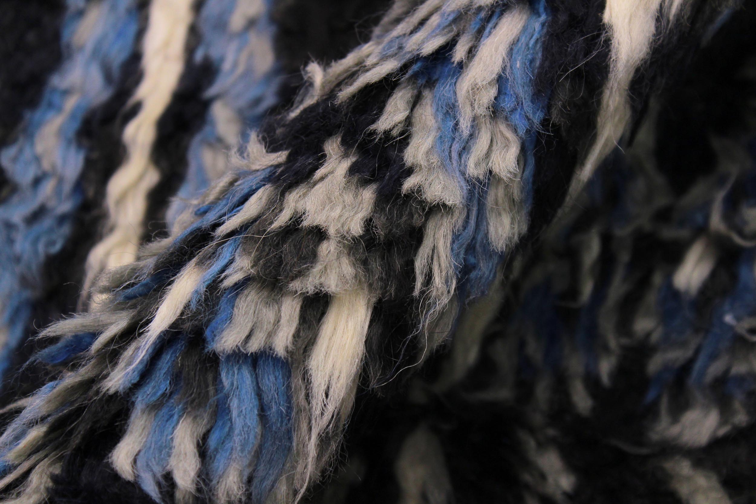 handmade Geometric Moroccan Black Blue Hand Knotted RECTANGLE 100% WOOL area rug 9' x 12'