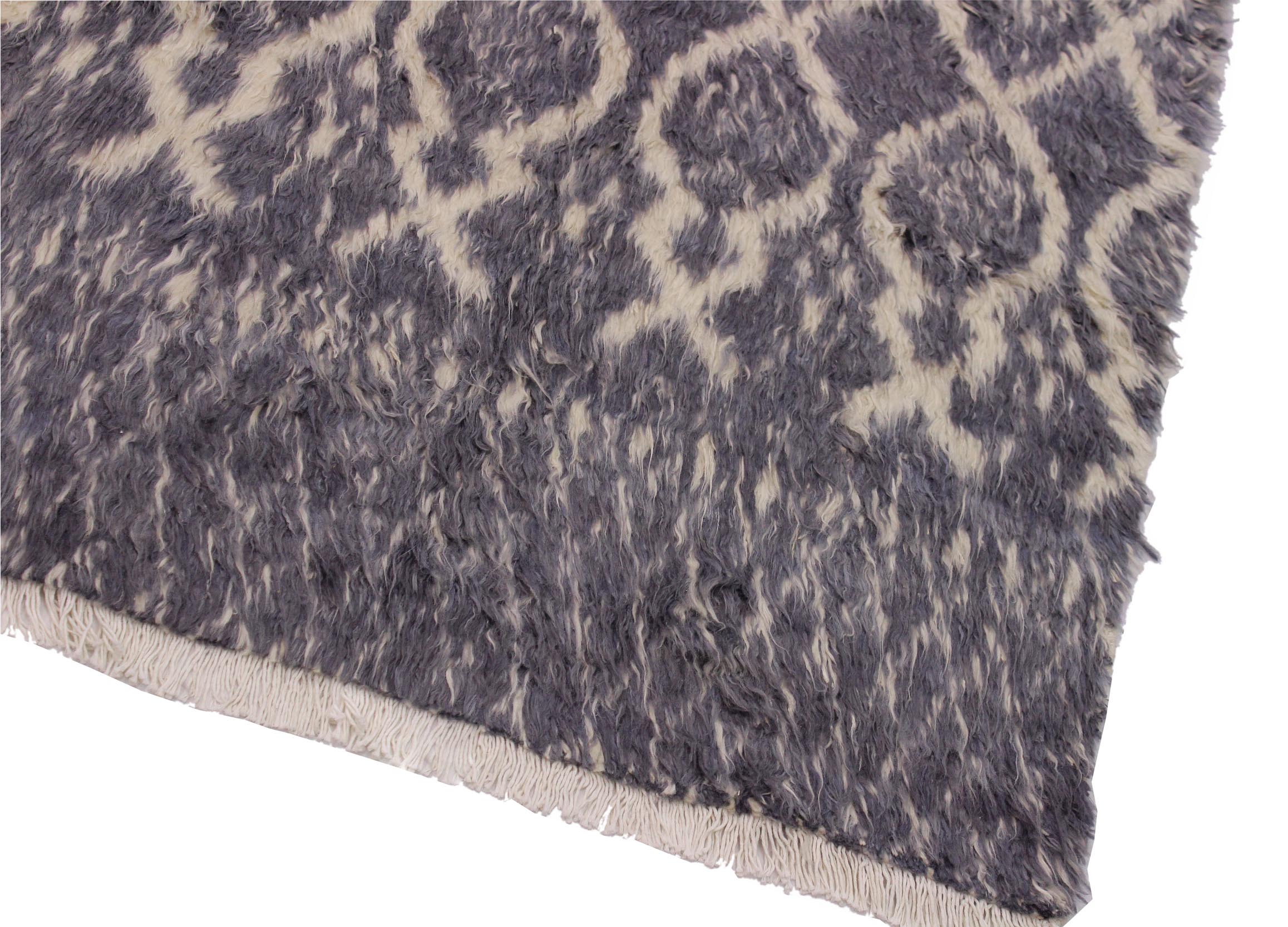 handmade Geometric Moroccan Gray Ivory Hand Knotted RECTANGLE 100% WOOL area rug 4' x 6'