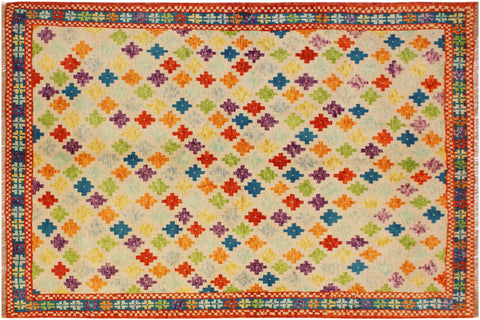 handmade Modern Balouchi Beige Teal Hand Knotted RECTANGLE 100% WOOL area rug 5x7
