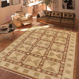 handmade Transitional Kafkaz Beige Brown Hand Knotted RECTANGLE 100% WOOL area rug 9 x 12
