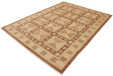 handmade Transitional Kafkaz Beige Brown Hand Knotted RECTANGLE 100% WOOL area rug 9 x 12