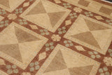 handmade Transitional Kafkaz Beige Brown Hand Knotted RECTANGLE 100% WOOL area rug 9 x 12