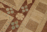 handmade Transitional Kafkaz Beige Brown Hand Knotted RECTANGLE 100% WOOL area rug 9 x 12
