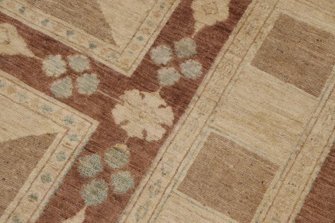 handmade Modern Kafkaz Beige Brown Hand Knotted RECTANGLE 100% WOOL area rug 9' x 12'