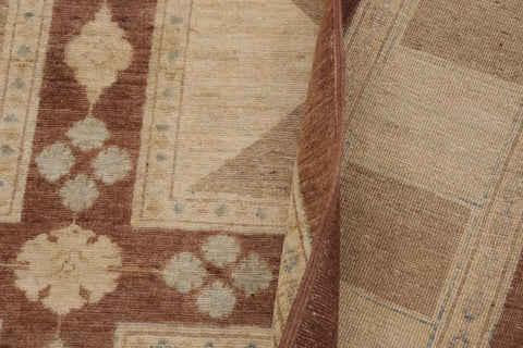 handmade Modern Kafkaz Beige Brown Hand Knotted RECTANGLE 100% WOOL area rug 9' x 12'