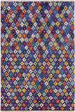 Contemporary Balochi Angeliqu Blue/Orange Wool Rug - 4'9'' x 6'6''