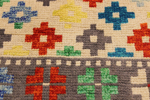 handmade Modern Balouchi Beige Gray Hand Knotted RECTANGLE 100% WOOL area rug 5x7