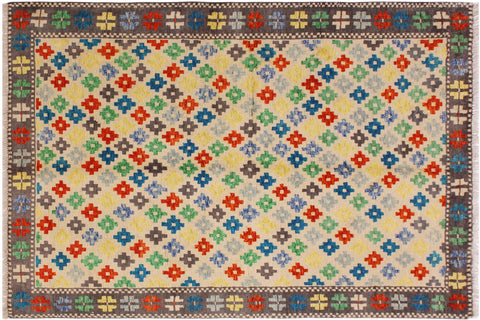 handmade Modern Balouchi Beige Gray Hand Knotted RECTANGLE 100% WOOL area rug 5x7