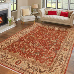 handmade Traditional Kafkaz Rust Beige Hand Knotted RECTANGLE 100% WOOL area rug 9X12