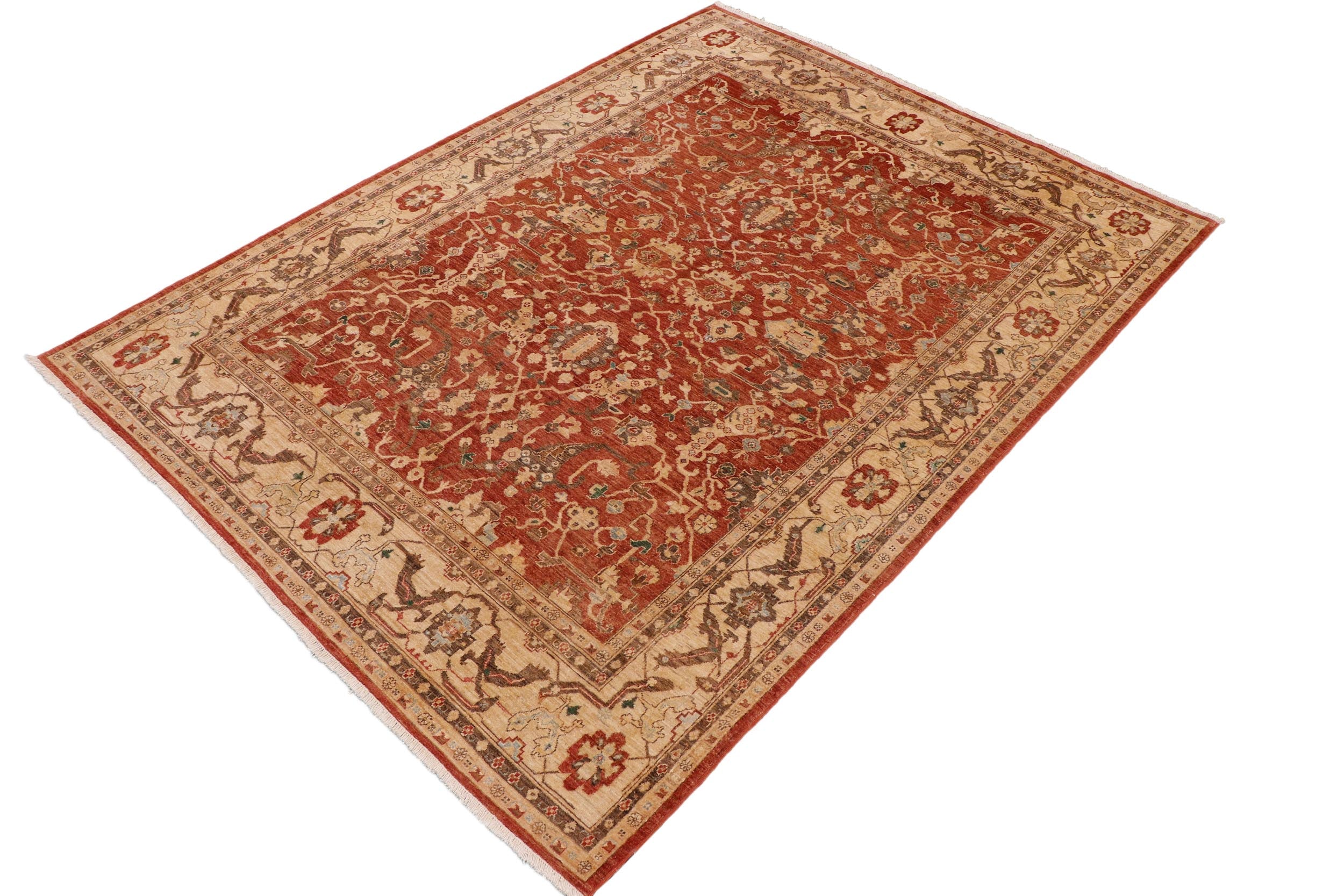 handmade Traditional Kafkaz Rust Beige Hand Knotted RECTANGLE 100% WOOL area rug 9x12