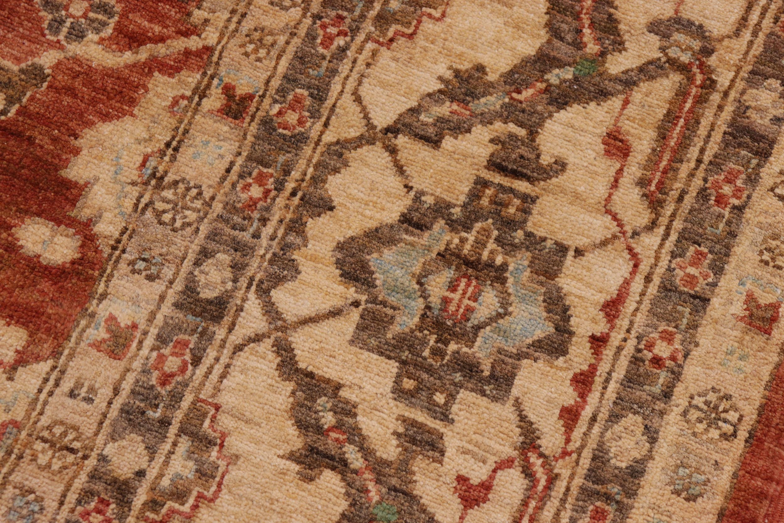 handmade Traditional Kafkaz Rust Beige Hand Knotted RECTANGLE 100% WOOL area rug 9x12
