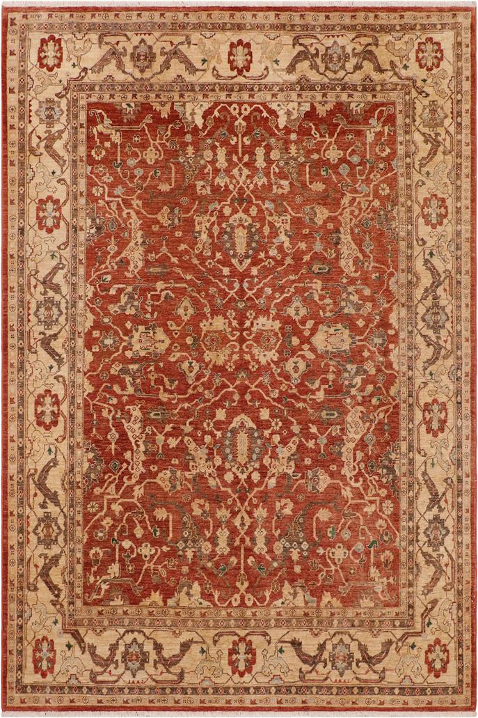 handmade Traditional Kafkaz Rust Beige Hand Knotted RECTANGLE 100% WOOL area rug 9X12