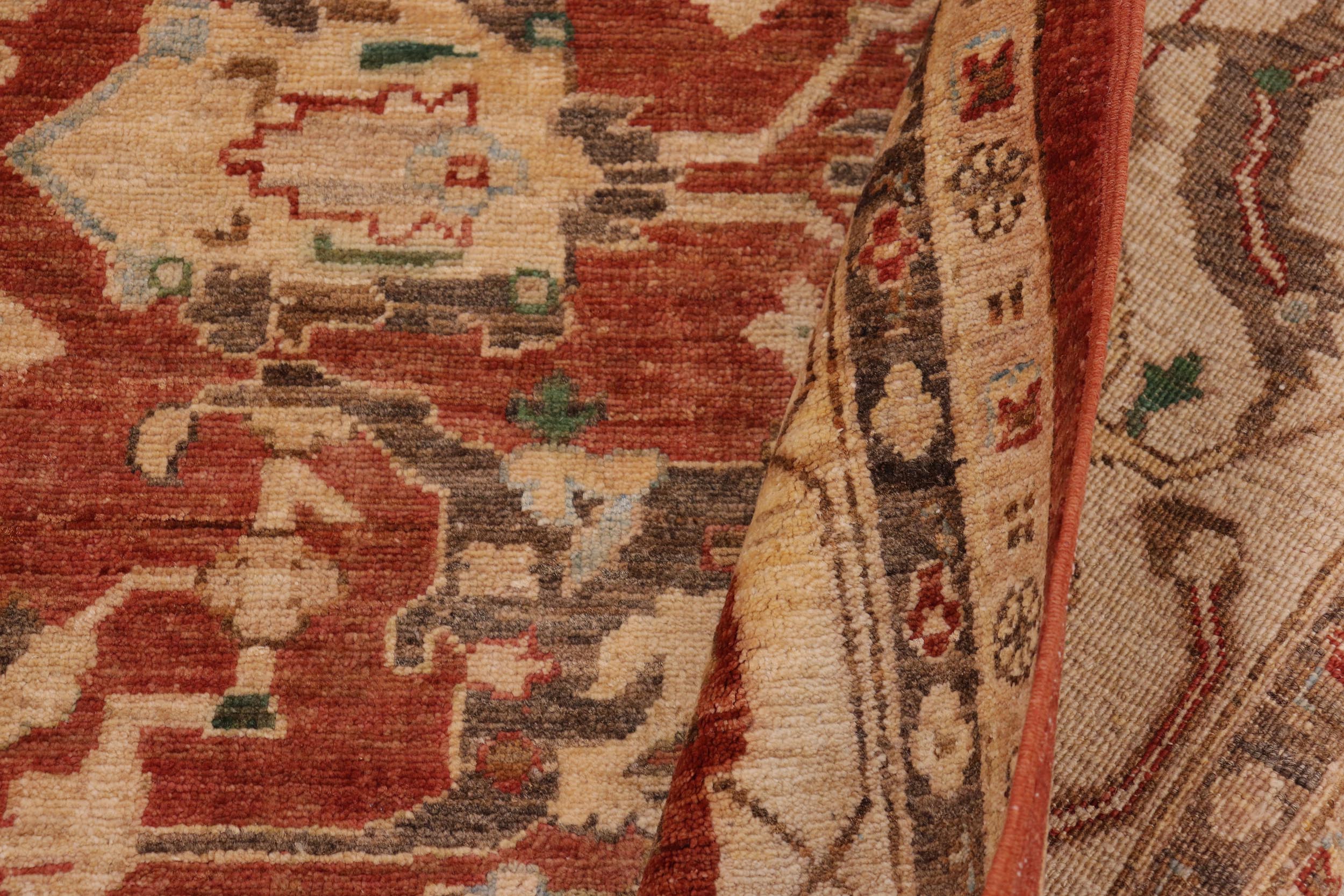 handmade Traditional Kafkaz Rust Beige Hand Knotted RECTANGLE 100% WOOL area rug 9x12