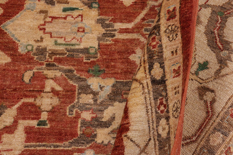 handmade Traditional Kafkaz Rust Beige Hand Knotted RECTANGLE 100% WOOL area rug 9x12