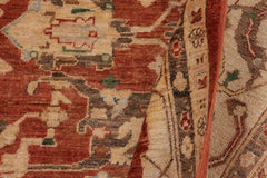 handmade Traditional Kafkaz Rust Beige Hand Knotted RECTANGLE 100% WOOL area rug 9X12