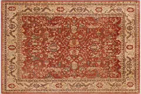 handmade Traditional Kafkaz Rust Beige Hand Knotted RECTANGLE 100% WOOL area rug 9x12