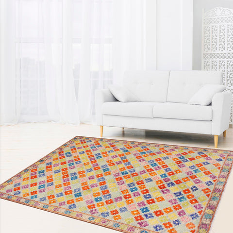 handmade Modern Balouchi Blue Gray Hand Knotted RECTANGLE 100% WOOL area rug 6x8
