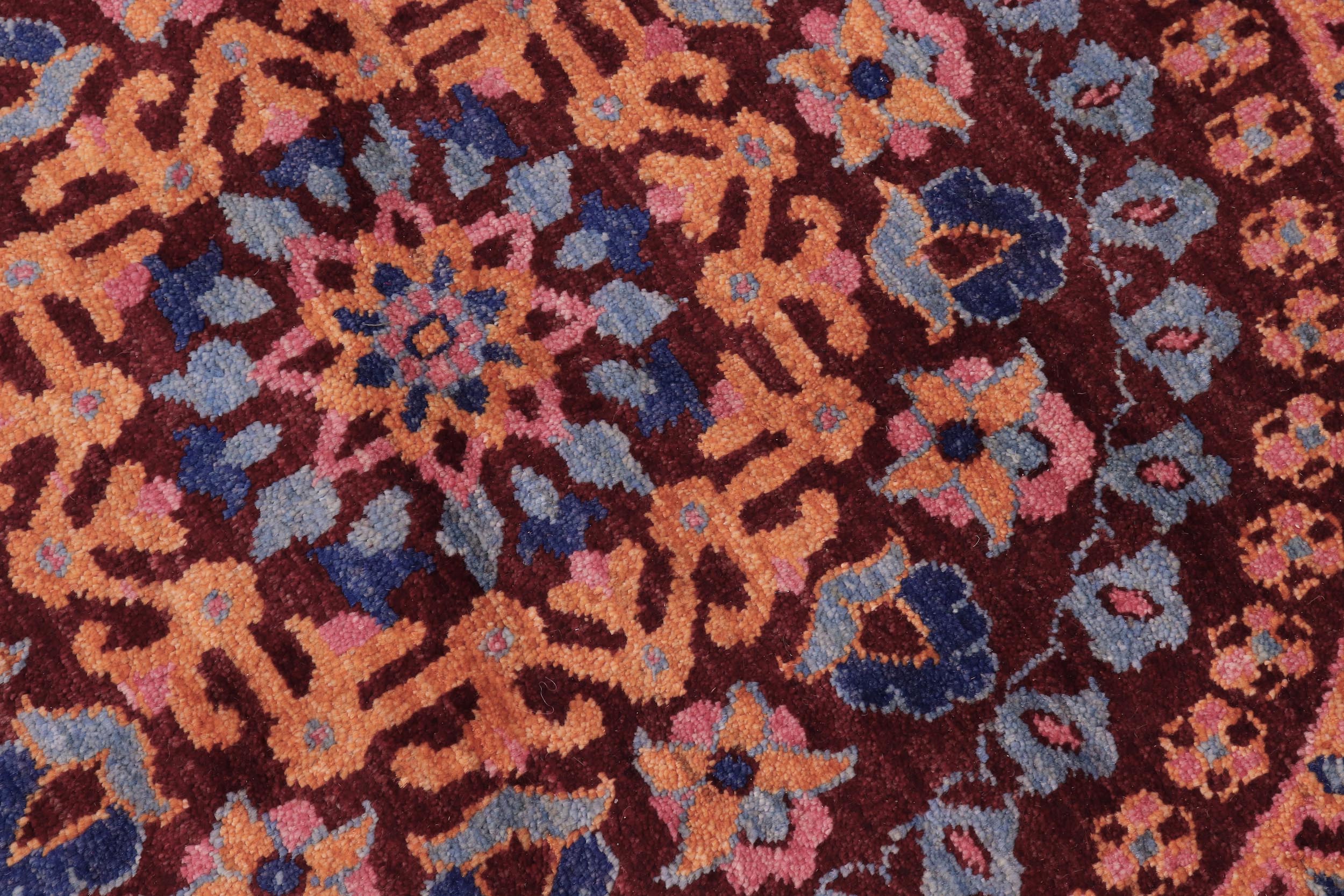 handmade Traditional Kafkaz Red Blue Hand Knotted ROUND 100% WOOL area rug 10' x 10'