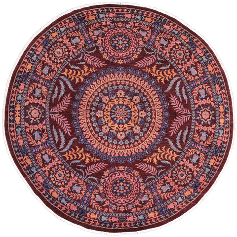 handmade Traditional Kafkaz Red Blue Hand Knotted ROUND 100% WOOL area rug 10' x 10'