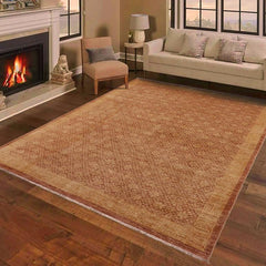 handmade Transitional Kafkaz Brown Tan Hand Knotted RECTANGLE 100% WOOL area rug 8X12