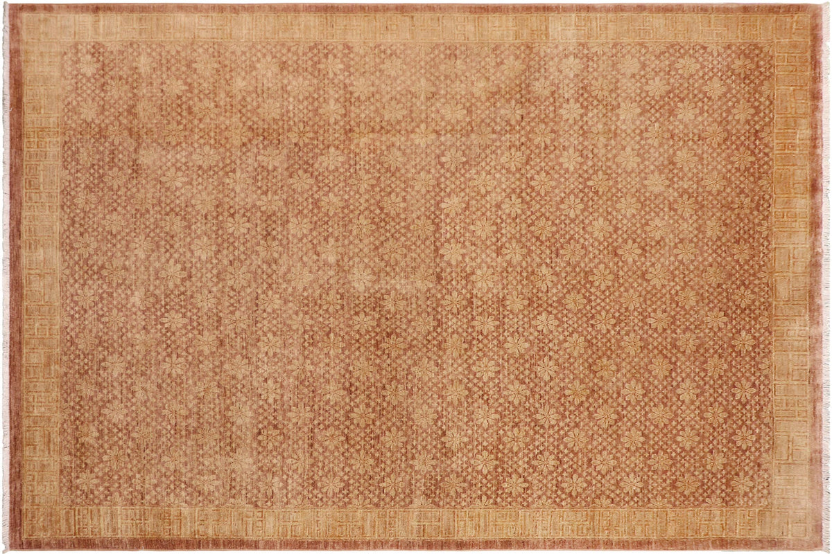 handmade Modern Kafkaz Brown Tan Hand Knotted RECTANGLE 100% WOOL area rug 8' x 12'