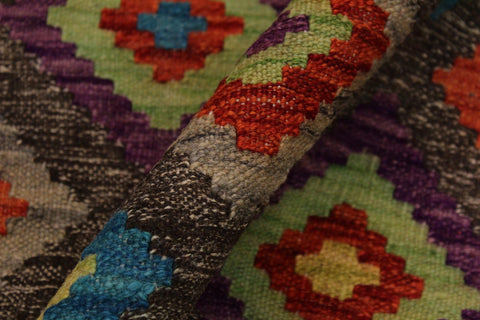 handmade Geometric Kilim Brown Purple Hand-Woven RECTANGLE 100% WOOL area rug 3 x 5