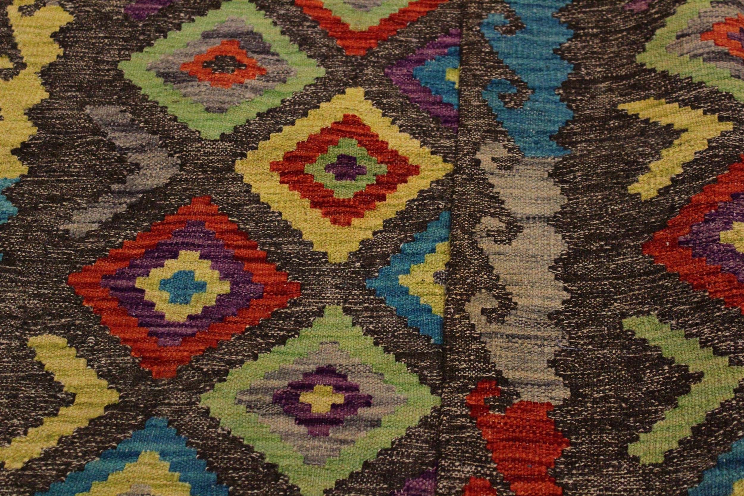 handmade Geometric Kilim Brown Purple Hand-Woven RECTANGLE 100% WOOL area rug 3 x 5