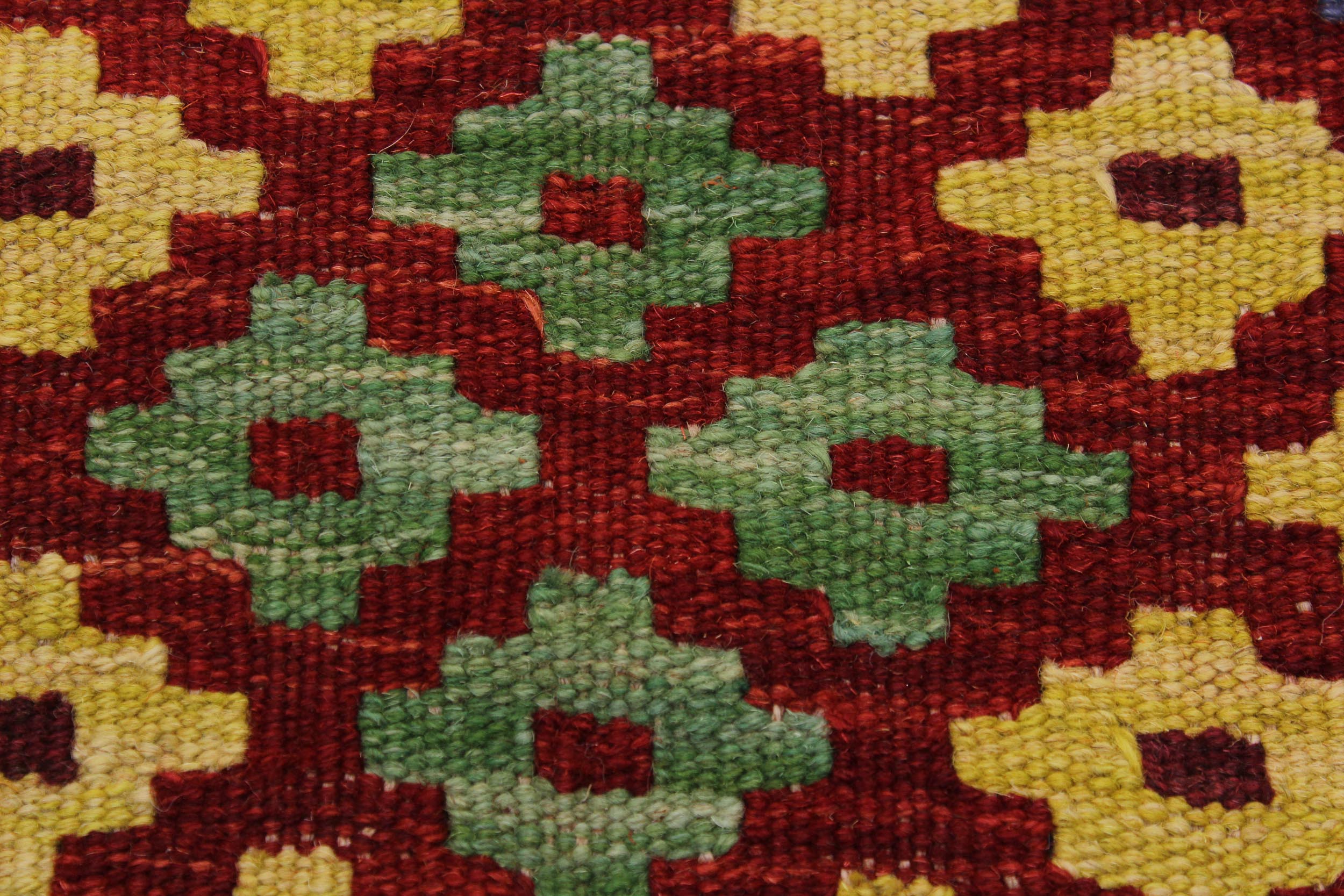 handmade Geometric Kilim Red Gold Hand-Woven RECTANGLE 100% WOOL area rug 3' x 5'