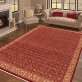 handmade Transitional Kafkaz Red Tan Hand Knotted RECTANGLE 100% WOOL area rug 9 x 12