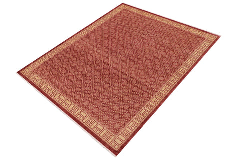 handmade Modern Kafkaz Red Tan Hand Knotted RECTANGLE 100% WOOL area rug 9' x 12'