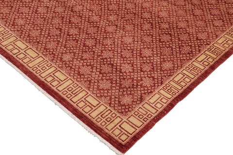 handmade Modern Kafkaz Red Tan Hand Knotted RECTANGLE 100% WOOL area rug 9' x 12'