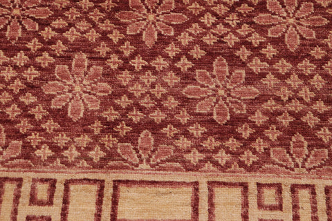 handmade Modern Kafkaz Red Tan Hand Knotted RECTANGLE 100% WOOL area rug 9' x 12'