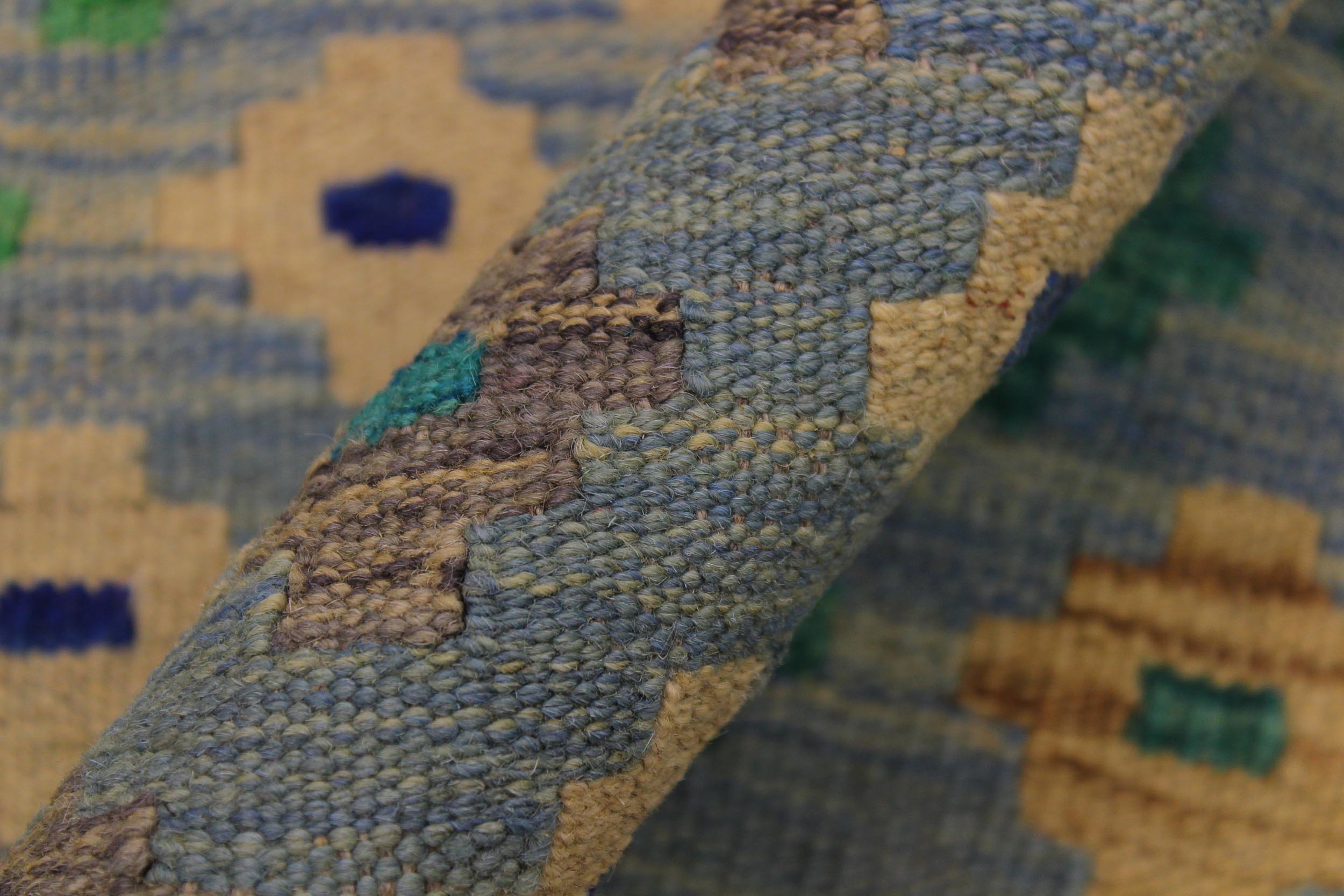handmade Modern Kilim Blue Gray Hand-Woven RECTANGLE 100% WOOL area rug 3x4