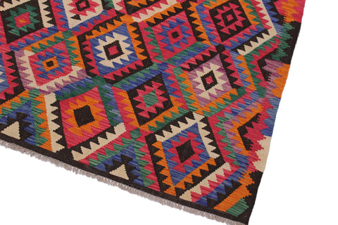 handmade Geometric Kilim Brown Beige Hand-Woven RECTANGLE 100% WOOL area rug 7 x 9