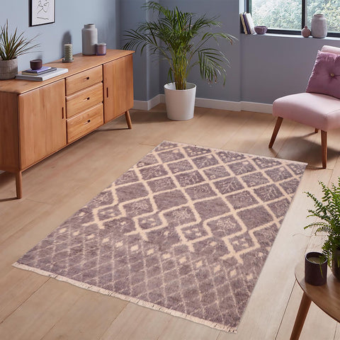 handmade Geometric Moroccan Gray Beige Hand Knotted RECTANGLE 100% WOOL area rug 6' x 9'
