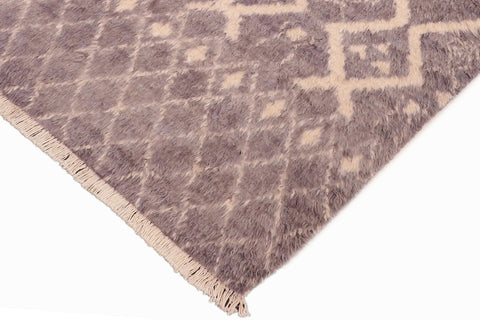 handmade Geometric Moroccan Gray Beige Hand Knotted RECTANGLE 100% WOOL area rug 6' x 9'